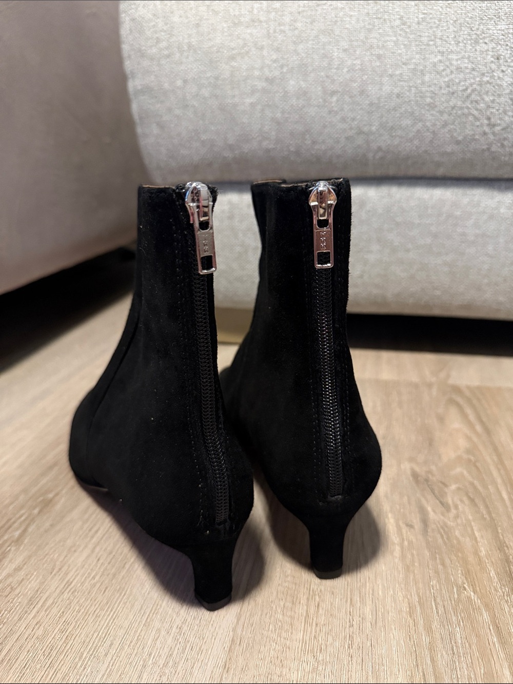 Madewell The Dimes Black Suede Kitten Heel Ankle Boots Booties - Picture 5 of 10